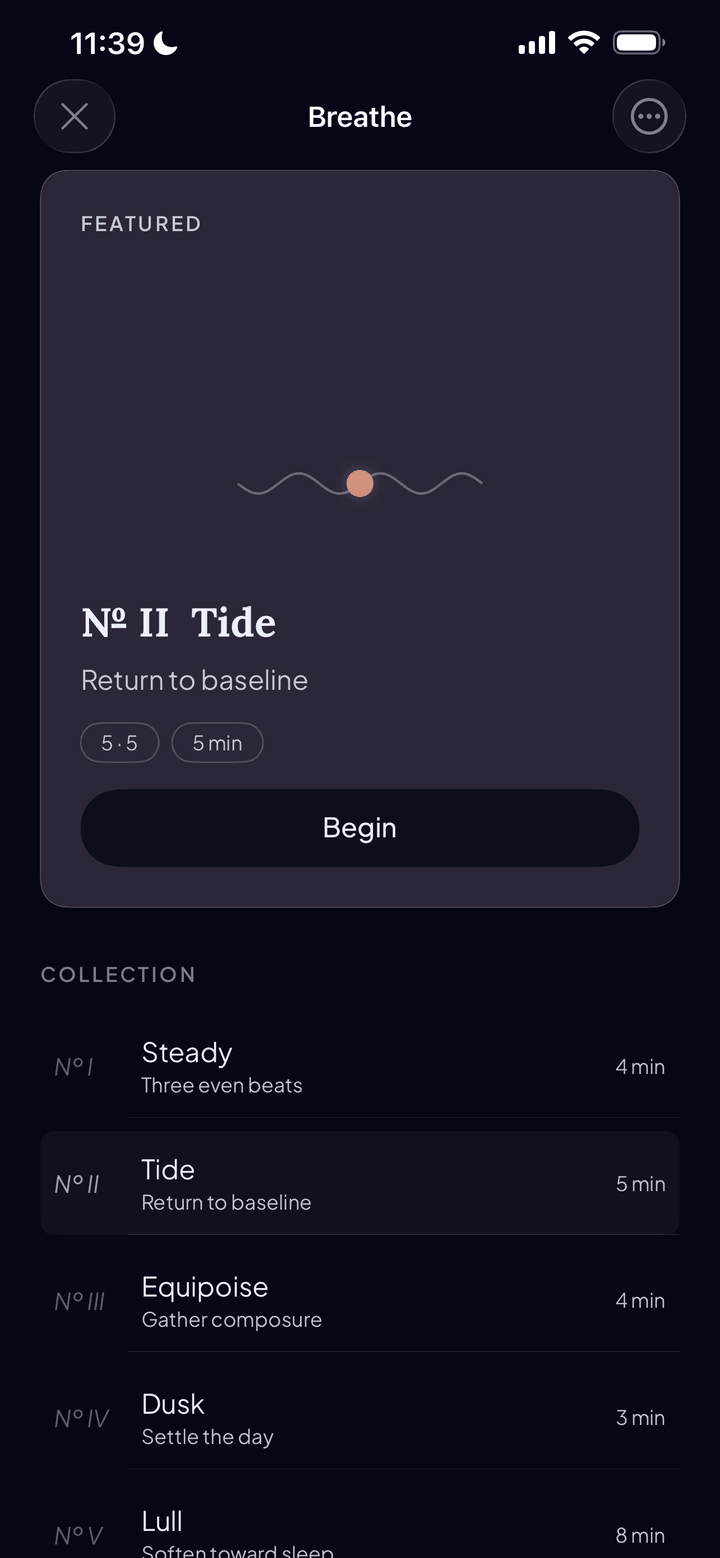 Breathe collection with guided breathing exercises